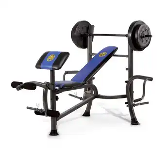 Decathlon Halterbank - stalen gewichten - MWB-36780B blauw aanbieding