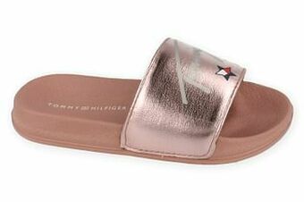 Berca Shoes Tommy Hilfiger Badslipper Dames/meisjes Stars Print Slider - Rosegold aanbieding