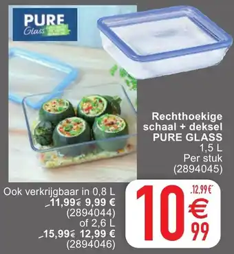 Cora Pure Glass Rechthoekige schaal + deksel aanbieding