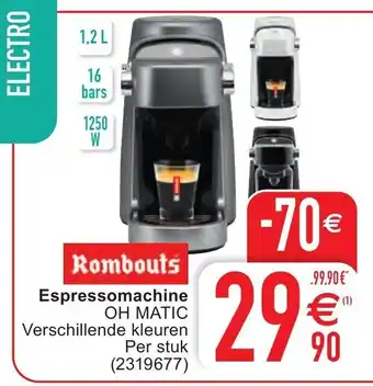 Cora Rombouts Espressomachine aanbieding
