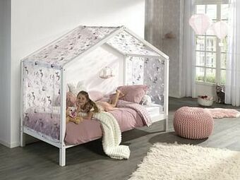 Dreamland Vipack huisbed Dallas 1 wit + speelgordijn vlinders aanbieding