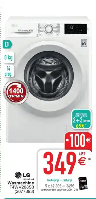 Cora LG Wasmachine F4WV208S3 aanbieding