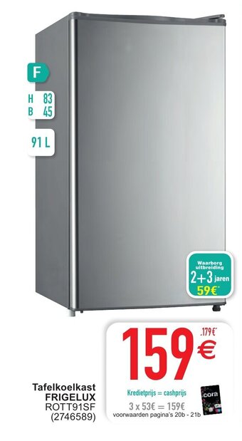 Cora Frigelux Tafelkoelkast aanbieding