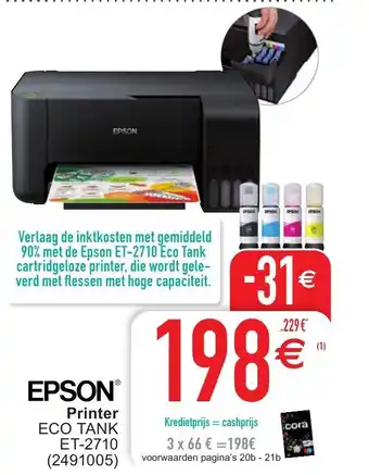 Cora Epson Printer Eco Tank ET-2710 aanbieding