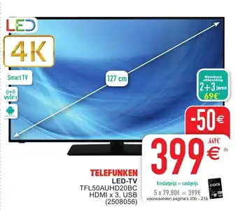 Cora Telefunken Led-TV TFL50AUHD20BC aanbieding