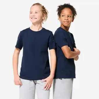 Decathlon Katoenen T-shirt voor kinderen marineblauw aanbieding