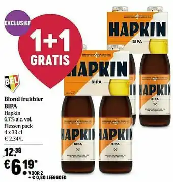 Delhaize Blond fruitbier bipa hapkin aanbieding