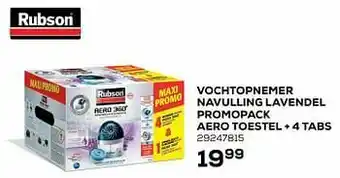Rubson vochtopnemer navulling lavendel promopack aero toestel + 4 tabs