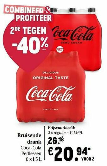 Delhaize Bruisende drank coca-cola regular aanbieding