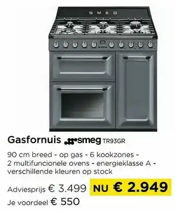 Molecule Gasfornuis smeg tr93gr aanbieding