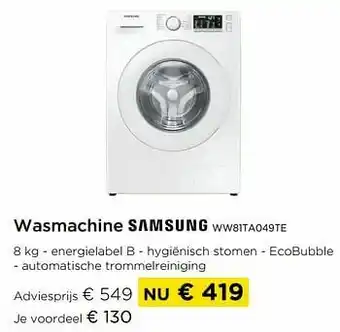 Molecule Wasmachine samsung ww81ta049te aanbieding