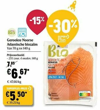 Delhaize Gerookte noorse atlantische biozalm aanbieding