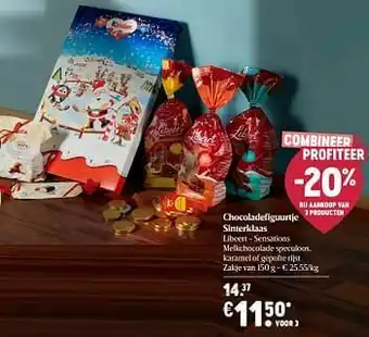 Delhaize Chocoladefiguurtje sinterklaas libeert - sensations melkchocolade speculoos karamel of gepofte rijst aanbieding