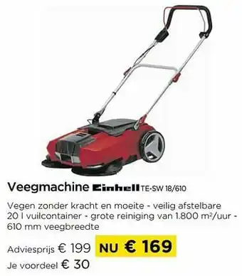 Molecule Veegmachine einhell te-sw 18-610 aanbieding