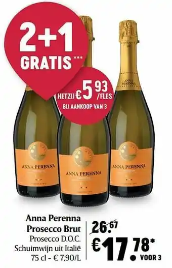 Anna perenna prosecco brut prosecco d.o.c. schuimwijn uit italië