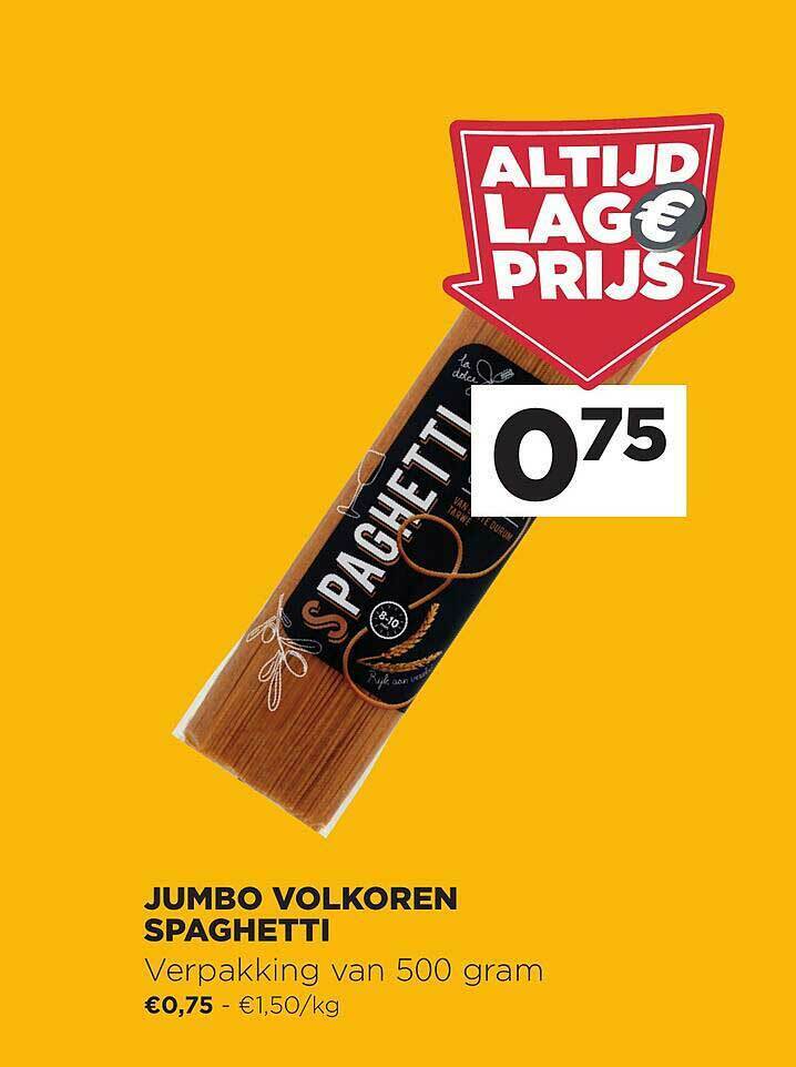 Jumbo Volkoren Spaghetti promotie bij Jumbo