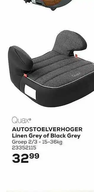 Autostoelverhoger Linen Grey Of Black Grey