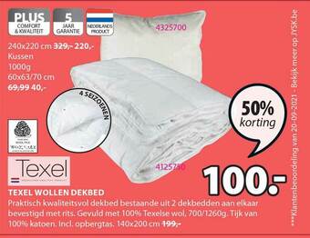 Jysk Texel Wollen Dekbed aanbieding