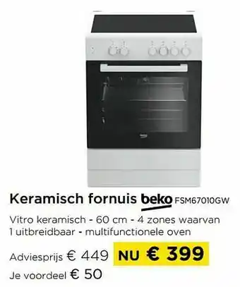 Molecule Keramisch fornuis beko fsm67010gw aanbieding