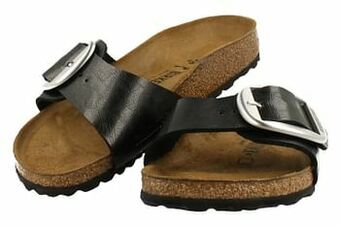 Berca Shoes Birkenstock Slipper Dames Madrid Big Buckle - Zwart aanbieding