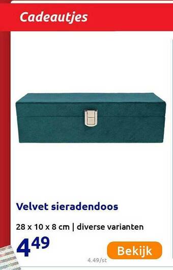 Action Velvet Sieradendoos aanbieding