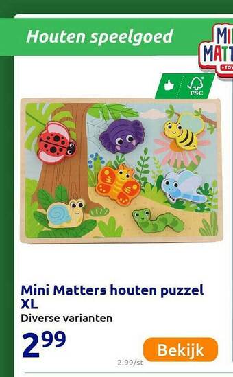 Action Mini Matters Houten Puzzel Xl aanbieding