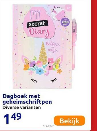 Action Dagboek Met Geheimschriftpen aanbieding