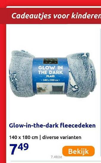 Action Glow-in-the-dark Fleecedeken aanbieding