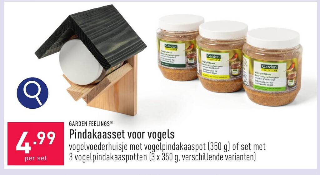 Garden feelings pindakaasset voor vogels promotie bij ALDI