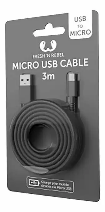 Dreamland Fresh ’n Rebel kabel Micro USB naar USB 3 m Storm Grey aanbieding