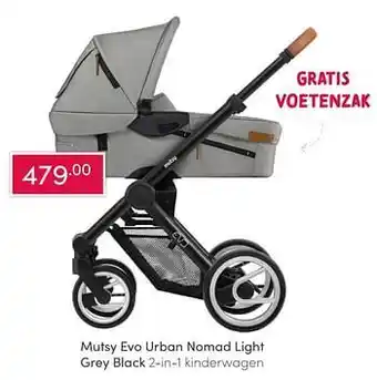 Baby & Tiener Mutsy evo urban nomad light grey black 2-in-1 kinderwagen aanbieding