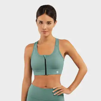 Decathlon Dames Fitness Sport-BH - High support Squat Green SIROKO Asgroen aanbieding