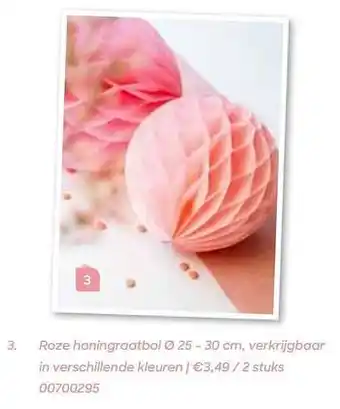 AVA Roze honingraatbol 25-30cm aanbieding