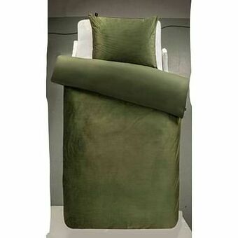 Leen Bakker At Home by Beddinghouse dekbedovertrek Cosy corduroy - groen - 140x200/220 cm - Leen Bakker aanbieding