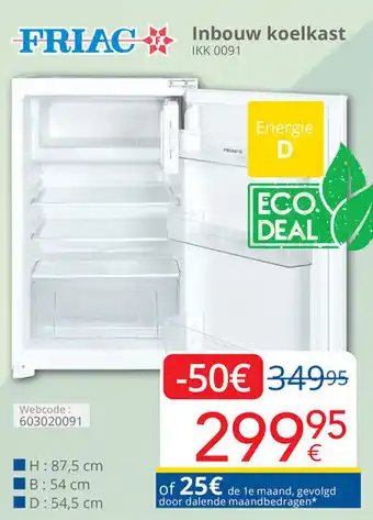 Eldi Friac inbouw koelkast IKK 0091 aanbieding