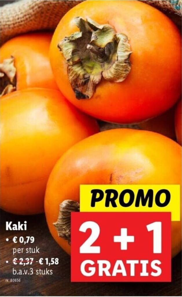 Kaki 2+1 gratis promotie bij Lidl