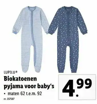 Lidl Biokatoenen pyjama voor baby‘s aanbieding