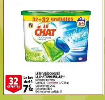 Auchan Lessive Ecodoses Le Chat Duo Bulles aanbieding