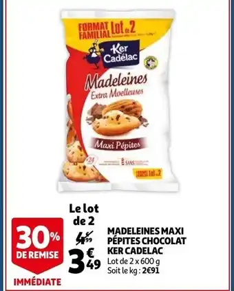 Madeleines Maxi Pepites Chocolat Ker Cadelac