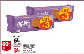 Auchan Biscuits Choco Supreme Milka aanbieding