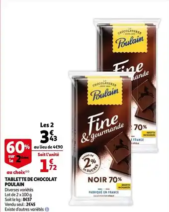 Auchan Tablette De Chocolat Poulan aanbieding