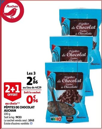 Auchan Pepites De Chocolat 100g aanbieding