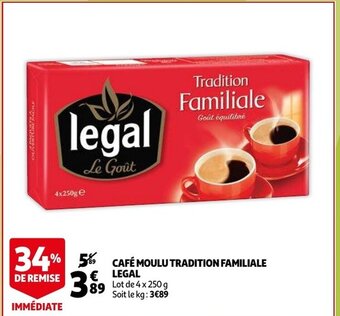 Auchan Cafe Moulu Tradition Familiale Legal aanbieding