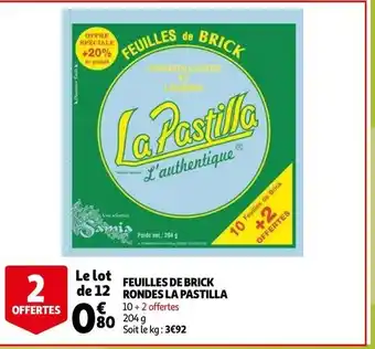 Auchan Feuilles De Brick Rondes La Pastilla 204g aanbieding