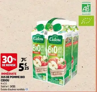 Auchan Jus De Pomme Bio Cidou aanbieding