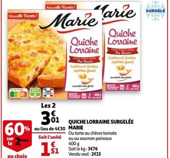 Auchan Quiche Lorraine Surgelee Marie 400g aanbieding