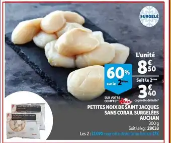Auchan Petites Noix De Saint Jacques Sans Corail Surgelees 300g aanbieding