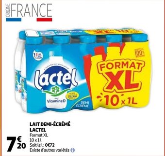 Auchan Lait Demi-Ecreme Lactel aanbieding