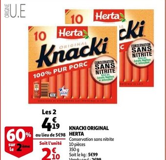 Auchan Knacki Original Herta 350g aanbieding
