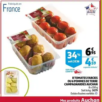 Auchan 8 Tomates Farcies ou 6 Pommes de Terre Campagnardes aanbieding